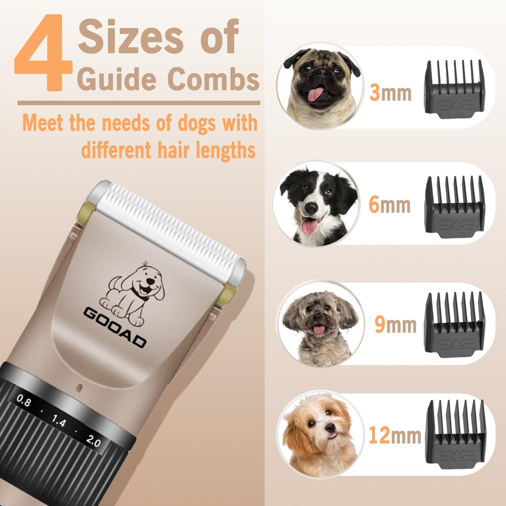 Dog Clippers Grooming Kit and Paw Trimmer,Cordless,Low Noise, Electric Quiet,Rechargeable, Dog Trimmer Grooming, Pet Hair Clippers for Thick Coats,Shaver for Small and Large Dogs Cats(Black)