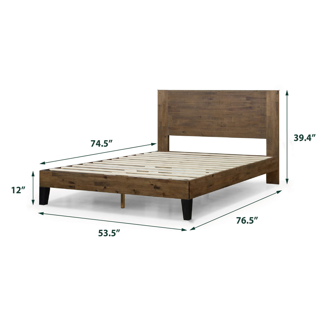 Zinus Tonja Wood Platform Bed Frame with Headboard, Mattress Foundation with Wooden Slat Support, No Box Spring Needed, Easy Assembly, Full