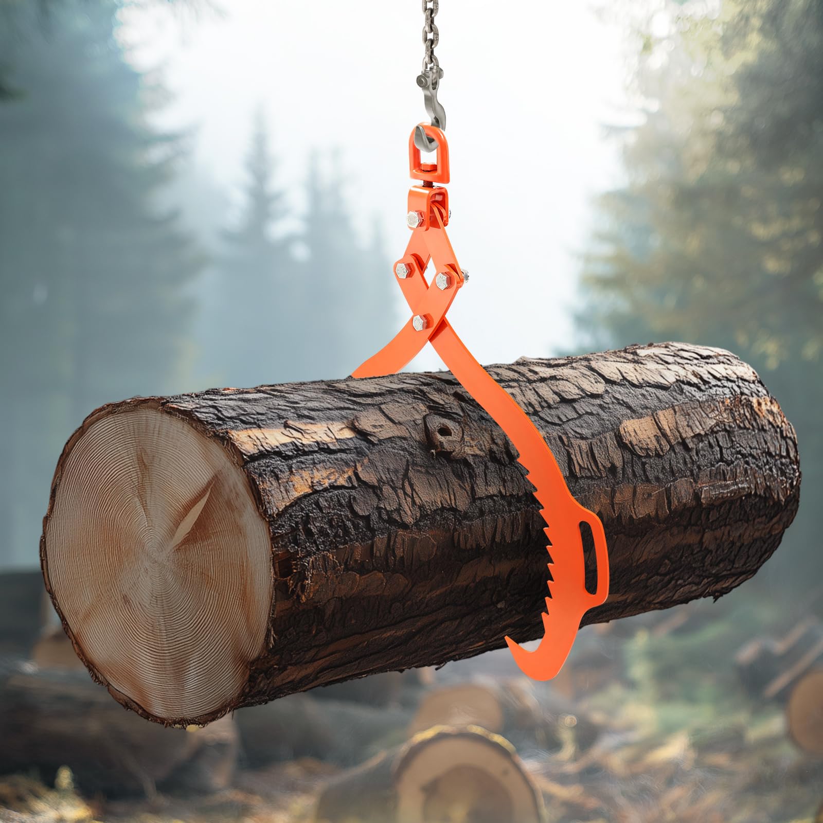 VEVOR Log Lifting Tongs 28in, 2 Serrated Claw Hook Log Tongs, Heavy Duty Steel Swivel Dragging Tongs, 1100LBS Log Grapple with Handles, Lumber Log Skidding Tongs for Tractors, Trucks, Forklifts, ATVs