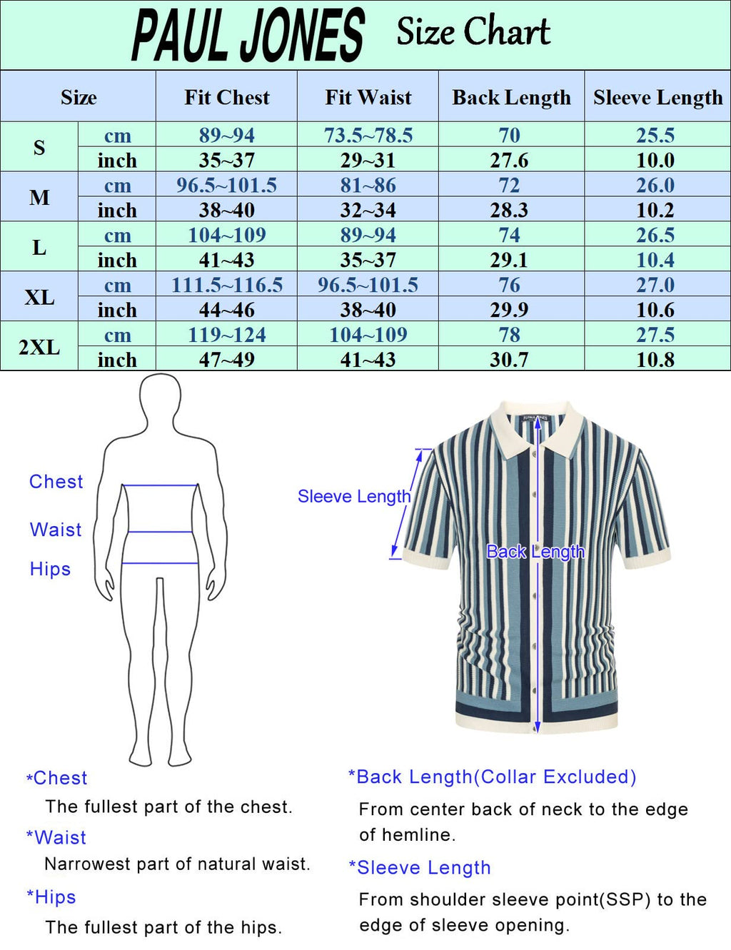 PJ PAUL JONES Men's Polo Shirts Retro Knit Shirt Vintage Striped Shirt