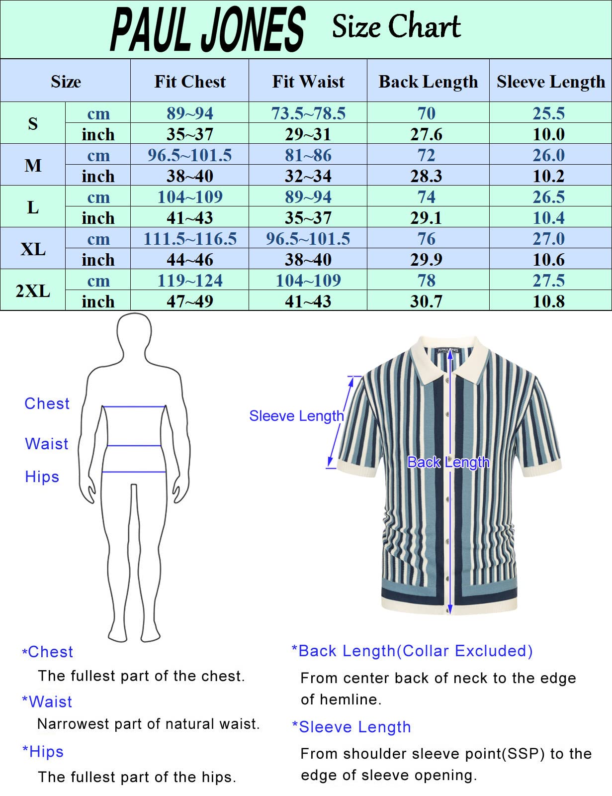 PJ PAUL JONES Men's Polo Shirts Retro Knit Shirt Vintage Striped Shirt