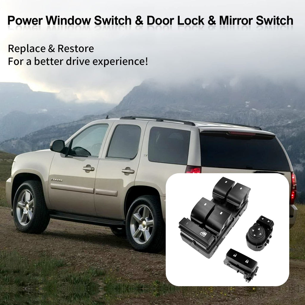 Power Window Switch Passenger Front Right, Rear Left or Right | Window Buttons | Fits GMC Acadia, Sierra, Chevy Silverado, Tahoe & More Year Model 2006-2015 | #22895545, 15888174