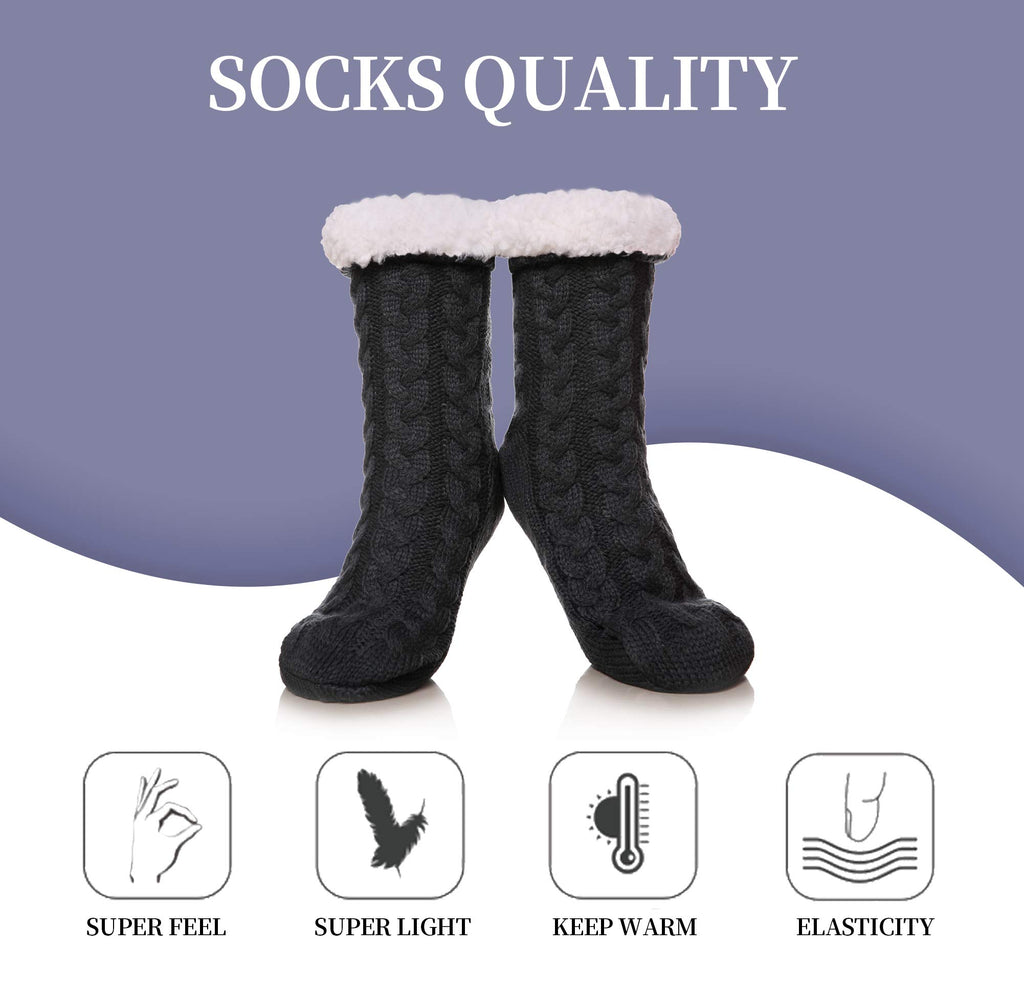 SDBING Women's Winter Super Soft Warm Cozy Fleece Lined Fuzzy Slipper Socks with Grippers