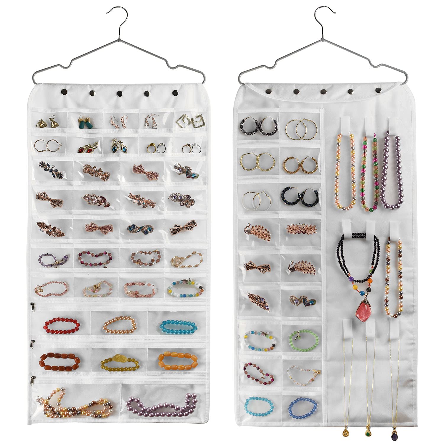 BB Brotrade Hanging Jewelry Organizer,Accessories Organizer,80 Pocket Organizer for Holding Jewelries（Beige）