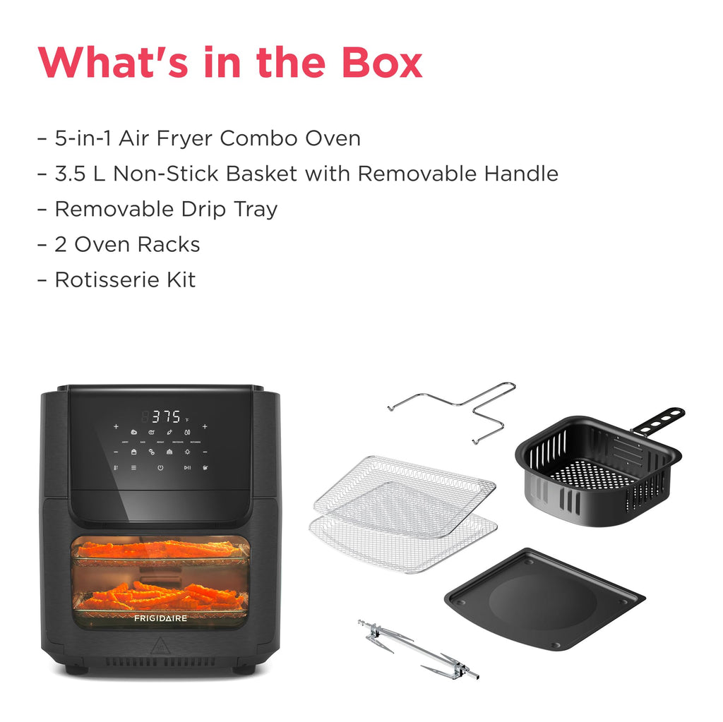 Frigidaire 3-in-1 Air Fryer, Large 5.3 QT Capacity, Digital Display, 3 Cooking Modes, 5 Recipe Presets, Automatic Shake Reminder, PFAS-Free Cooking Surfaces, Black