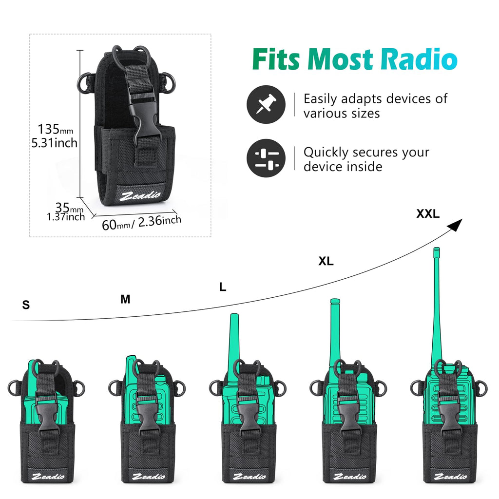 Zeadio Versatile Two-Way Radio Case, Universal Durable Holster Pouch Case Holder for Two-Way Radio Walkie Talkies (ZNC-D, Pack of 1)