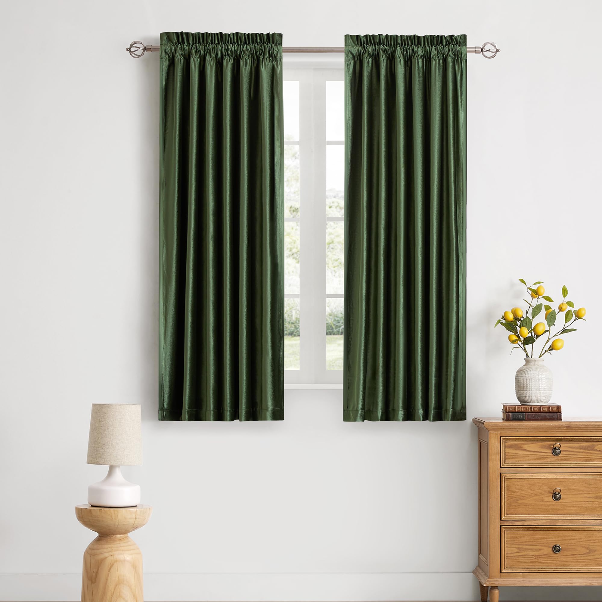 Champagne Beige Velvet Curtains 63 inches for Living Room Luxury Room Darkening Curtain Elegant Bedroom Thermal Insulated Modern Heavy Thick Soft Soundproof Rod Pocket Window Drapes Set of 2 Panels