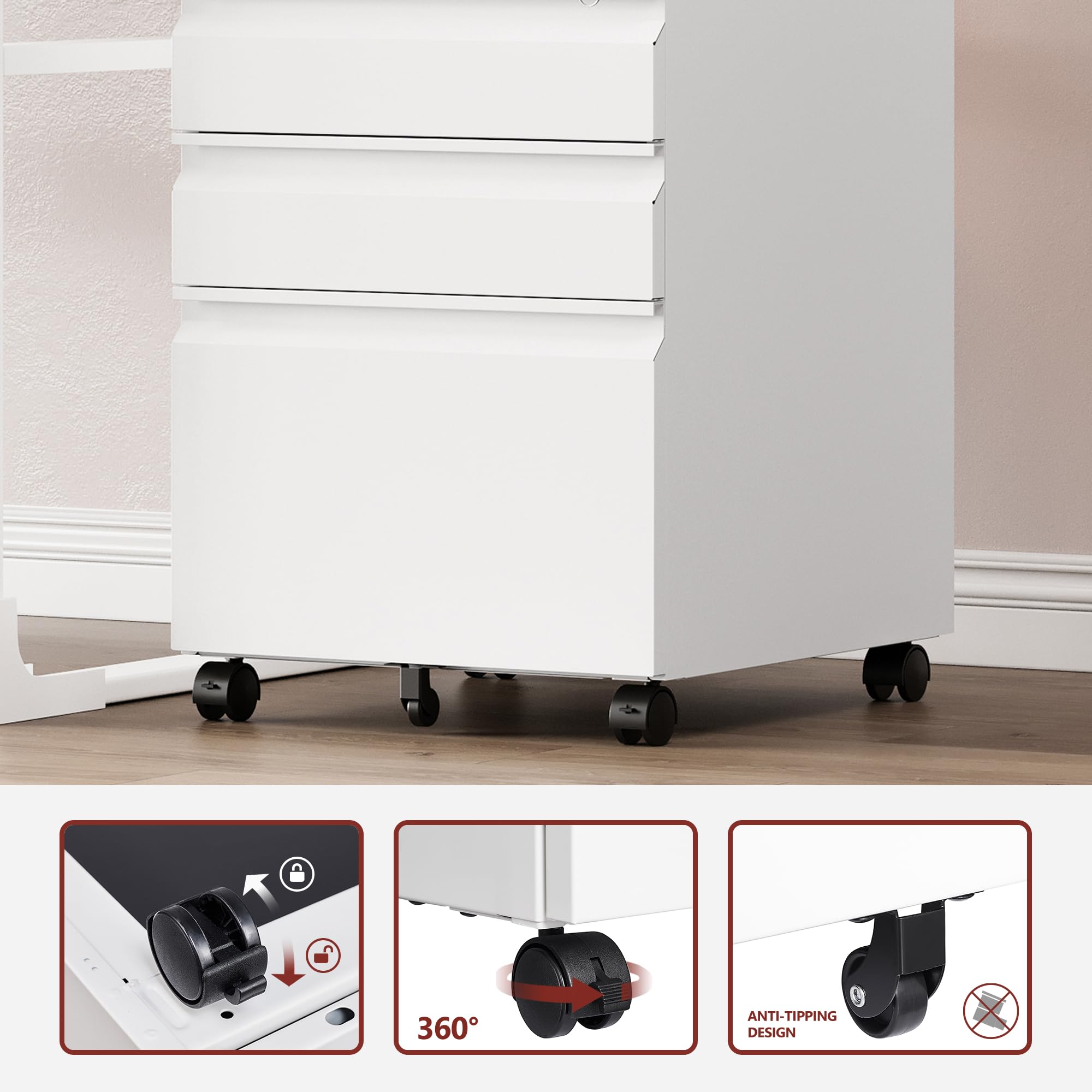 RAVIGIN 4 Drawer File Cabinet with Lock,Vertical Filing Cabinet for Home Office,Metal File Cabinets with Lock,Storage Files for A4/ Legal/Letter, Require Assembly, (Black)