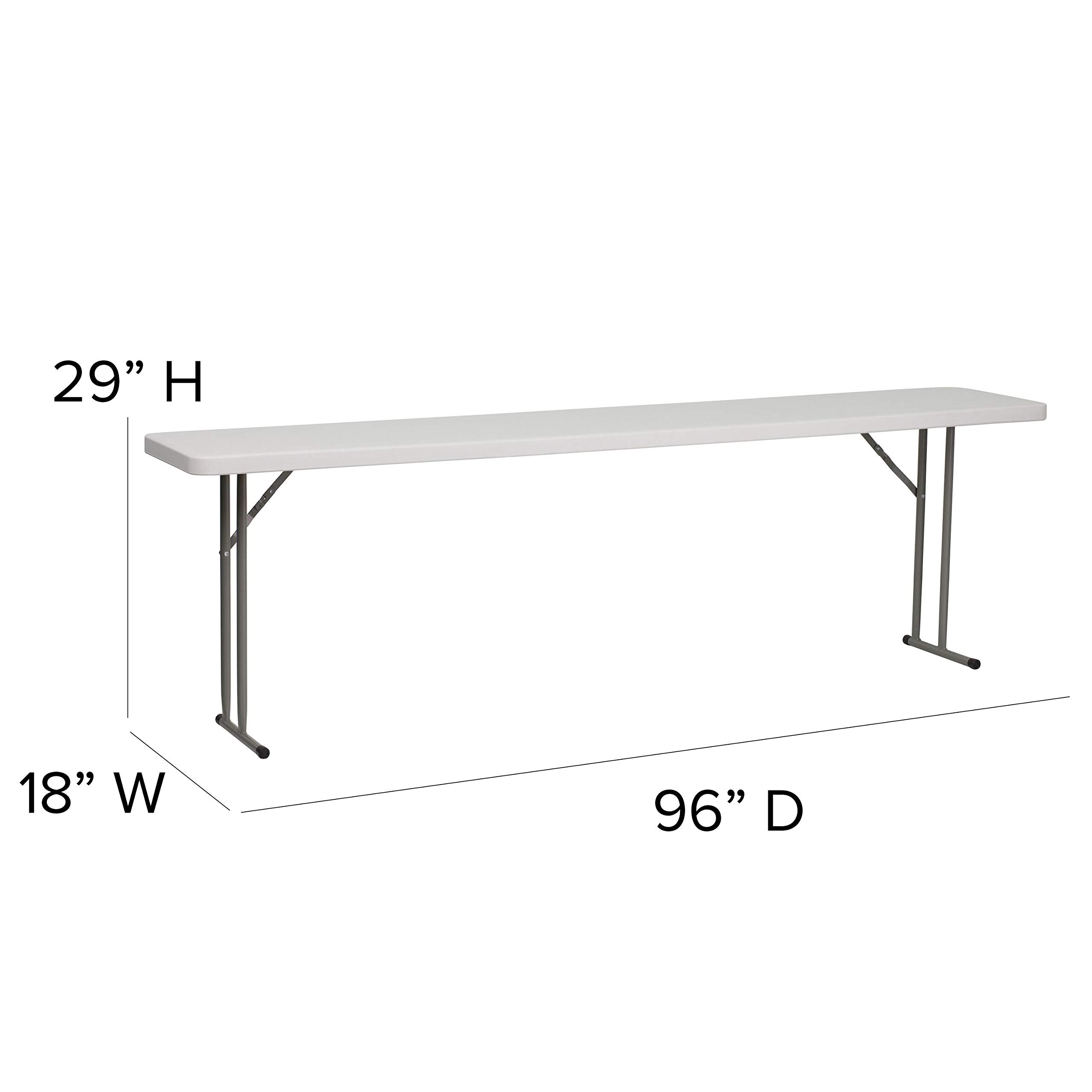 EMMA + OLIVER 5' Rectangular Plastic Folding Table, Long Plastic Foldable Table for Residential Indoor/Outdoor Events, White