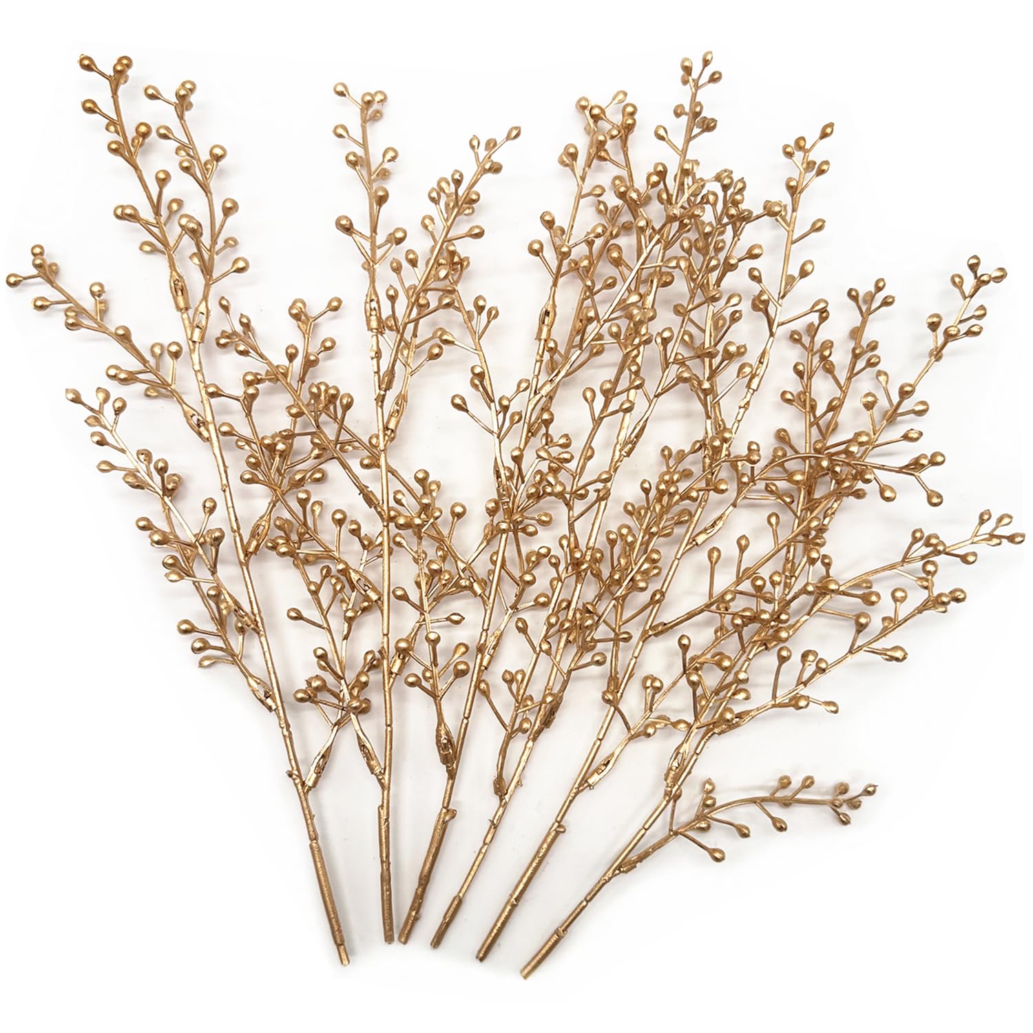 Christmas Decor Artificial Plants, PASYOU Gold Fake Antlers Plastic Grass Shrubs Leaves Indoor Outdoor Home Garden Party Hotel Verandah Wedding Event Faux DIY Decoration - 30 Inch Golden 2 Bunches