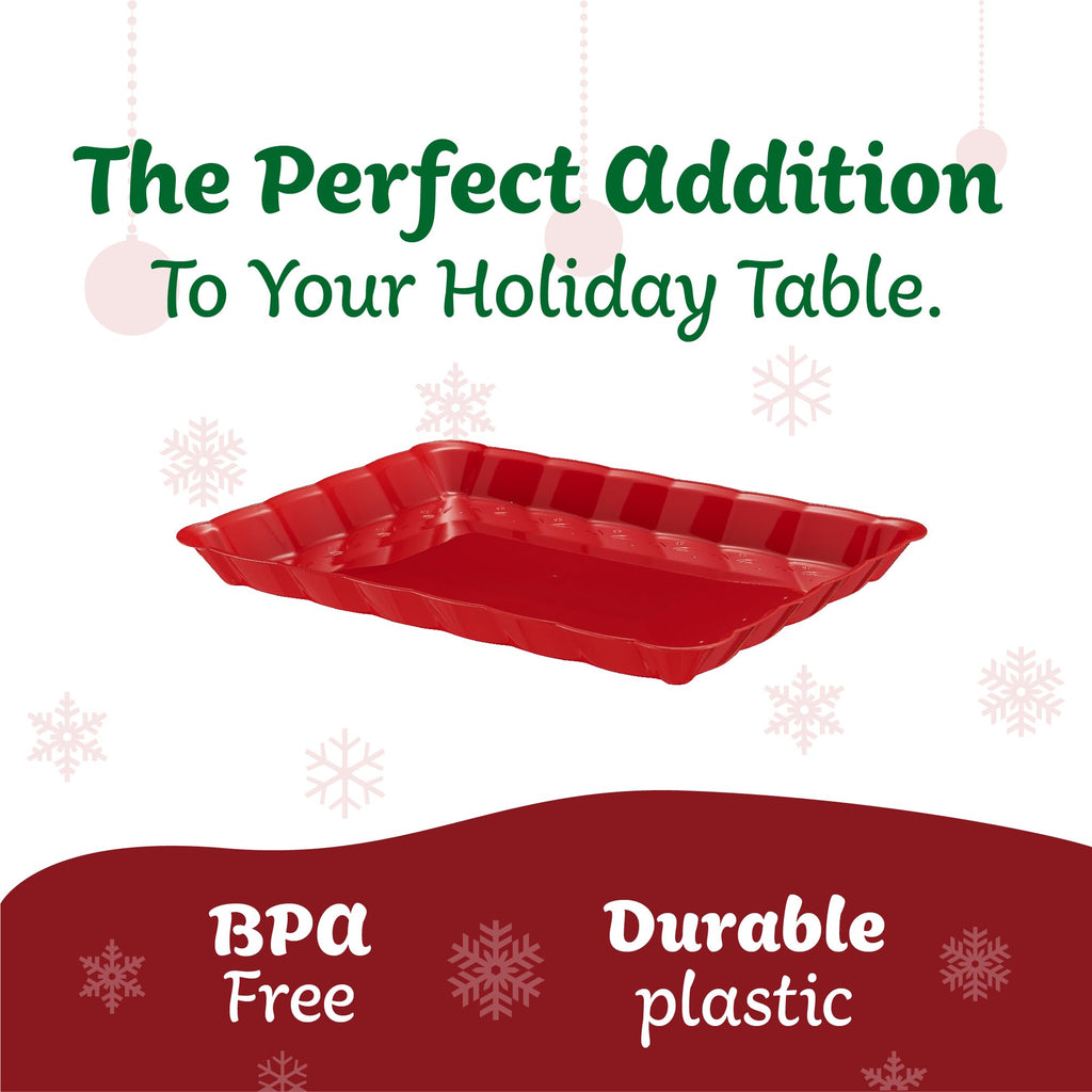 Plasticpro Plastic Serving Trays - Serving Platters Rectangle 9X13 Disposable Party Dish 4 Black Trays