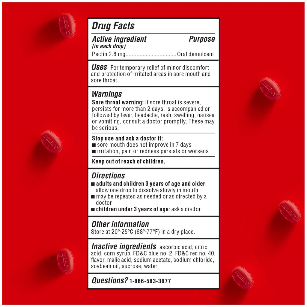 Luden's Sugar Free Wild Cherry Throat Drops, Sore Throat Relief, 25 Count (12 Pack)