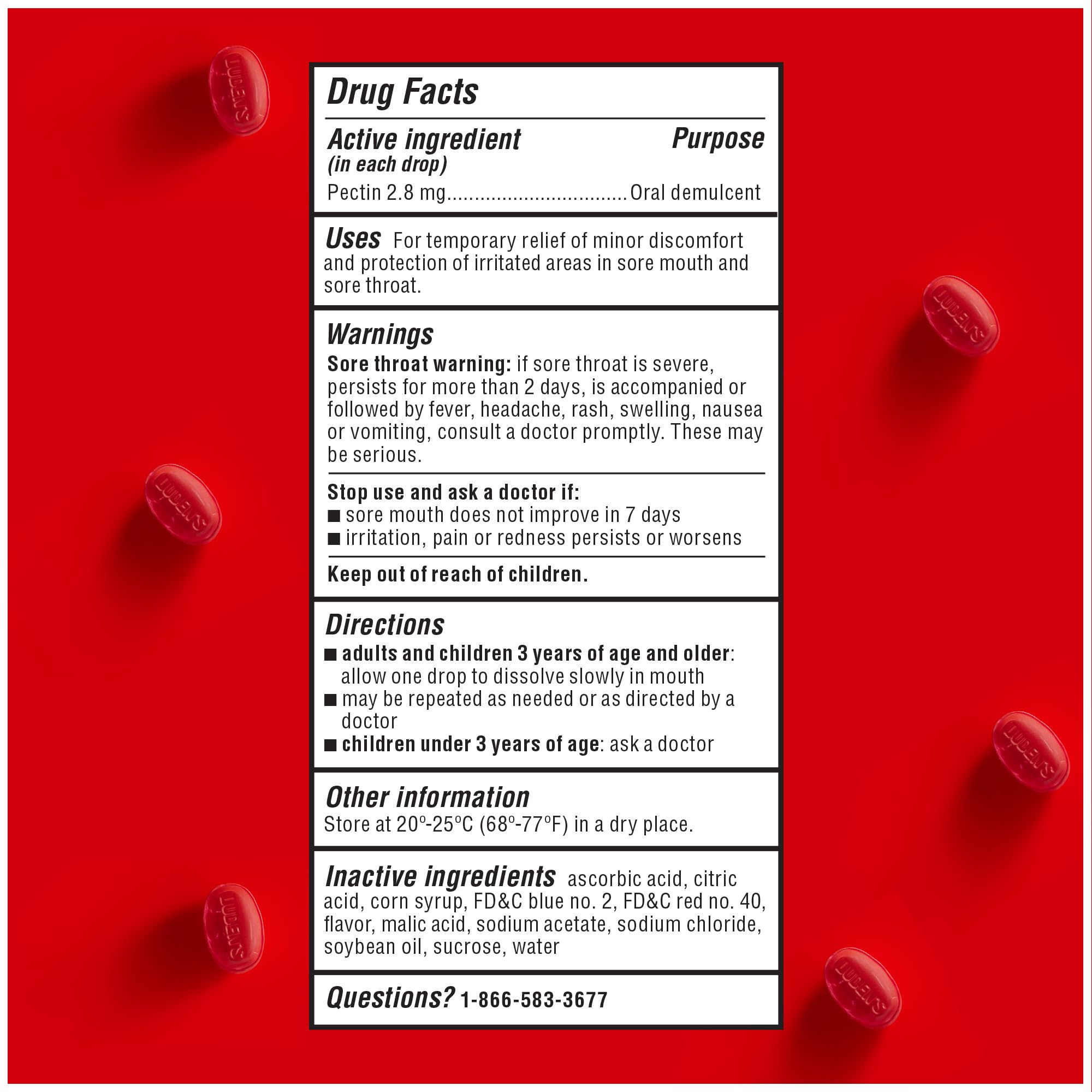 Luden's Sugar Free Wild Cherry Throat Drops, Sore Throat Relief, 25 Count (12 Pack)