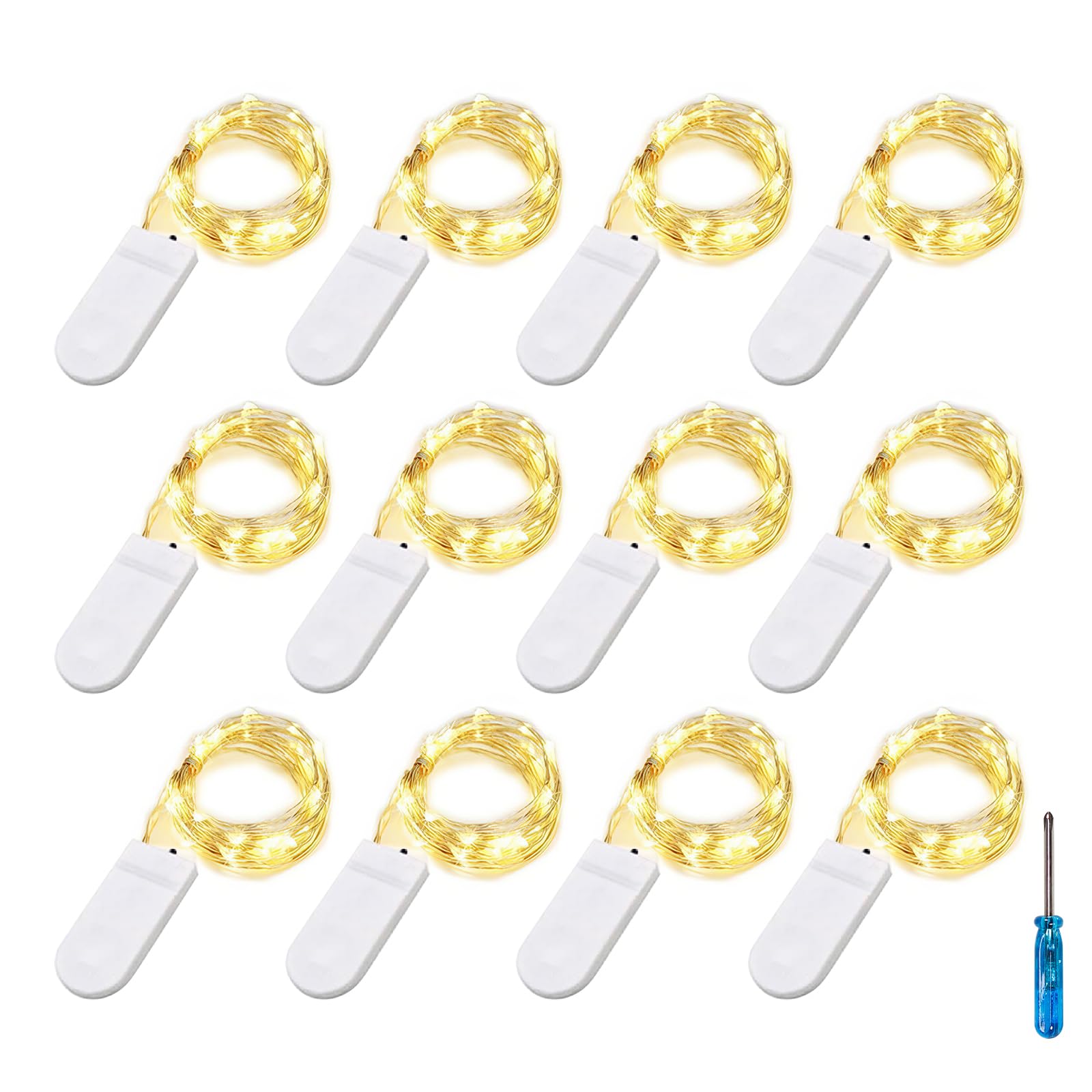 BXROIU Fairy Lights CR2032 Battery Operated,6.6Ft/2Meter 20 LEDs Micro Silver Wire String Lights for Bedroom Christmas Party Wedding Decoration (Multi-Colour, 6 Pack)