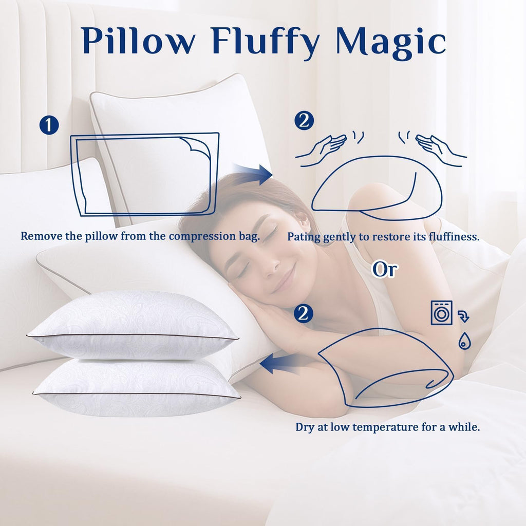 JOLLYVOGUE Standard Pillows Set for Sleeping, Cooling and Supportive Pillows Full Size for Side and Back Sleepers, Down Alternative Hotel Collection Sleeping Pillow