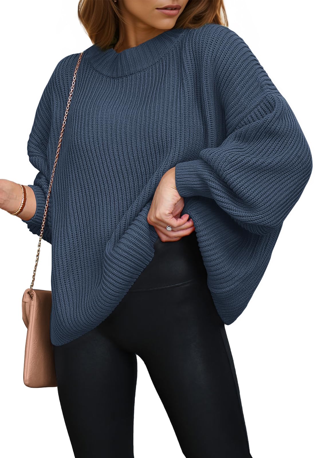 PRETTYGARDEN Womens Sweaters Spring 2026 Oversized Chunky Knitted Pullover Sweater Casual Long Sleeve Crewneck Cute Sweaters