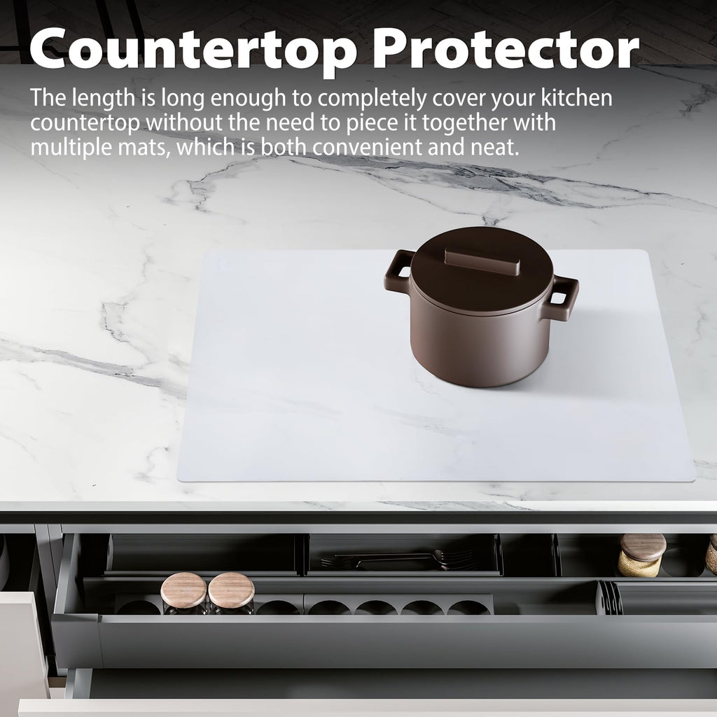 Thick Silicone Counter Mat Large 23.4"by15.6", Heat Resistant Mat for Kitchen Table/Countertop Protector/Non Stick Pastry Baking Placemats, Silicone Pad for Crafts Kids, Super Kitchen Black