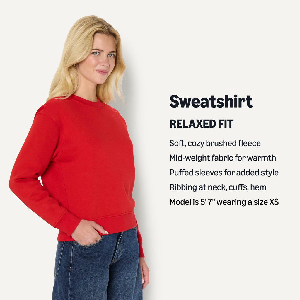 Amazon Essentials x Sofia Grainge Women's Relaxed Fit Boxy Drop Shoulder Crewneck Sweatshirt