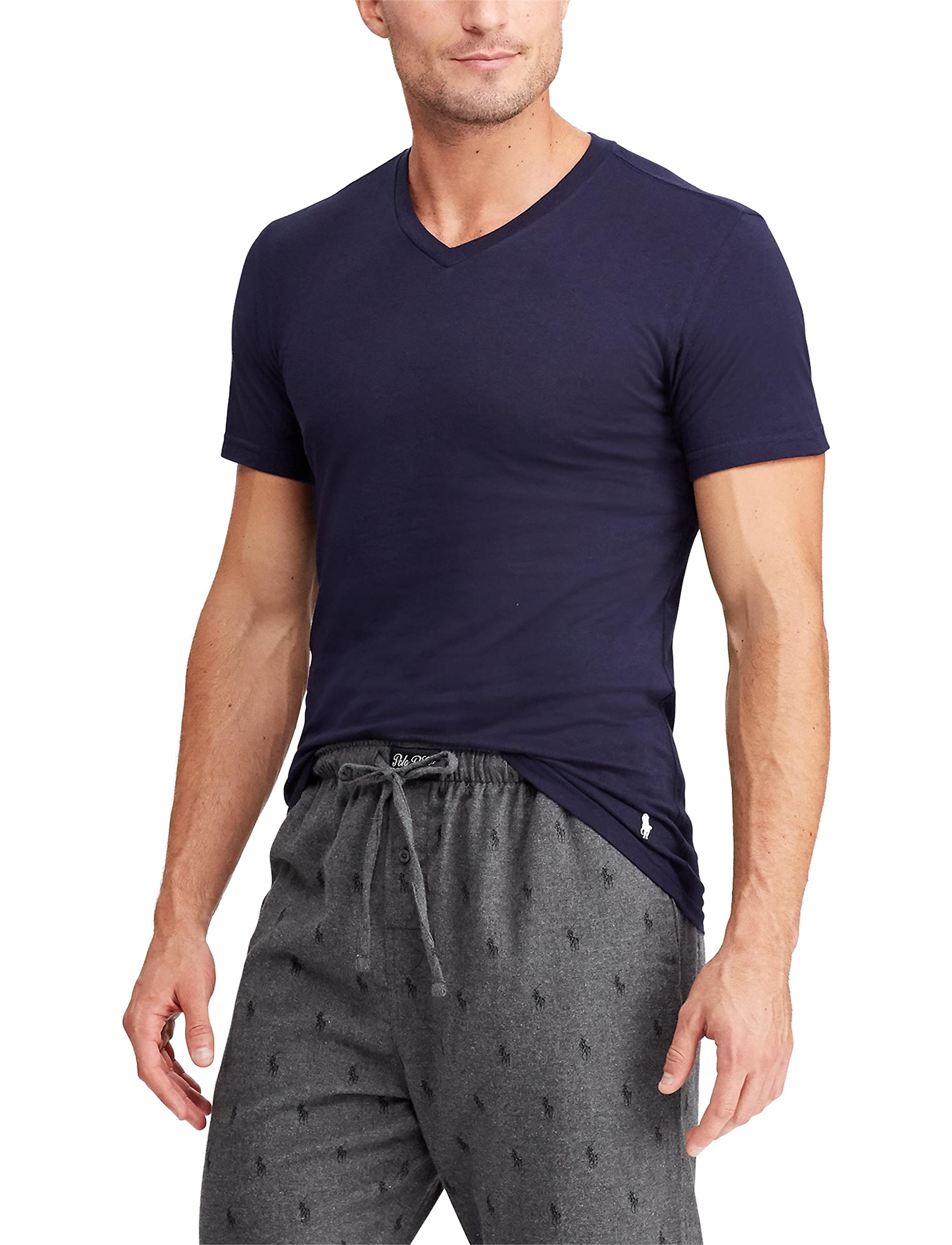 Polo Ralph Lauren Men's T-Shirt Pack, 3-Pack, Cotton Men's Clothing V-Neck Undershirt, Slim Fit Tees, Moisture-Wicking