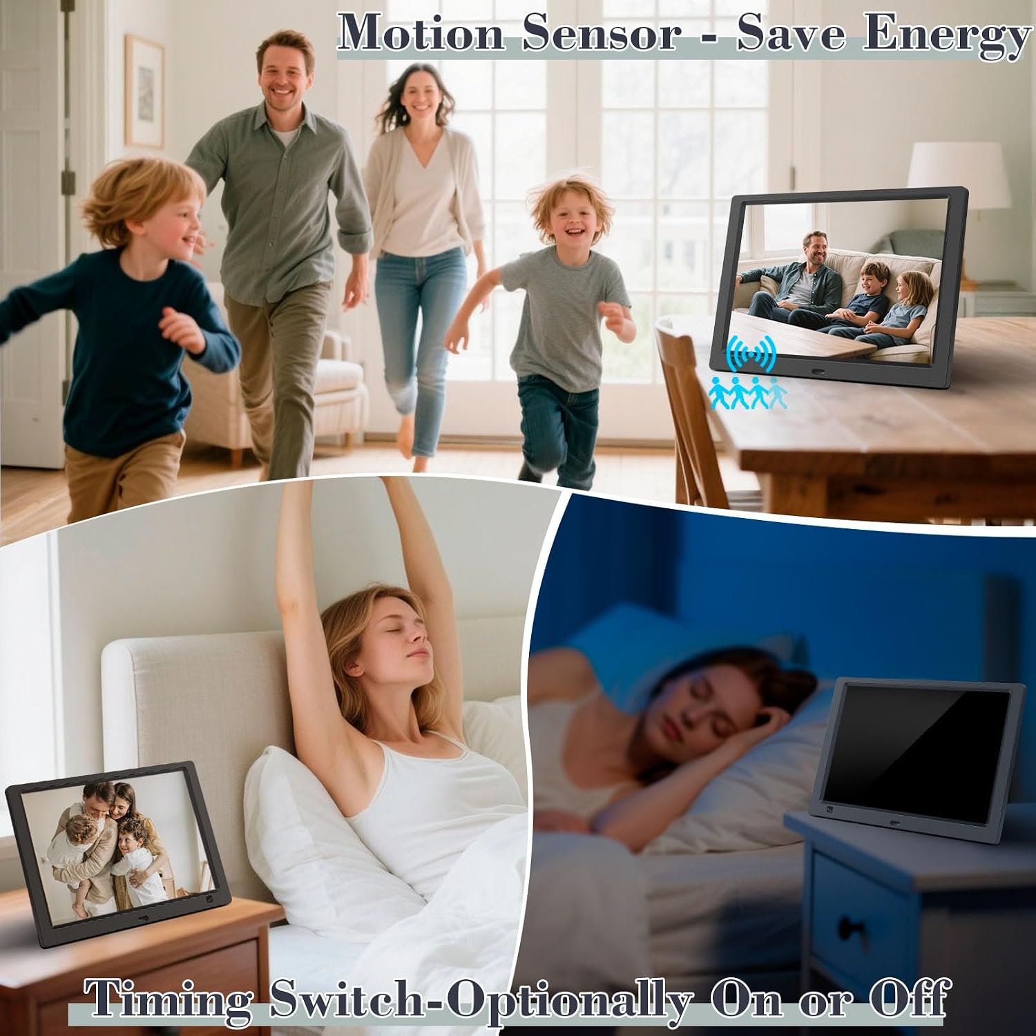 10.1" Digital Picture Frame, 1080P IPS Digital Photo Frame, No WiFi/App Needed, Plug & Play SD Card & USB, Remote & Motion Sensor, Photos/Videos/Music, Free 32GB USB