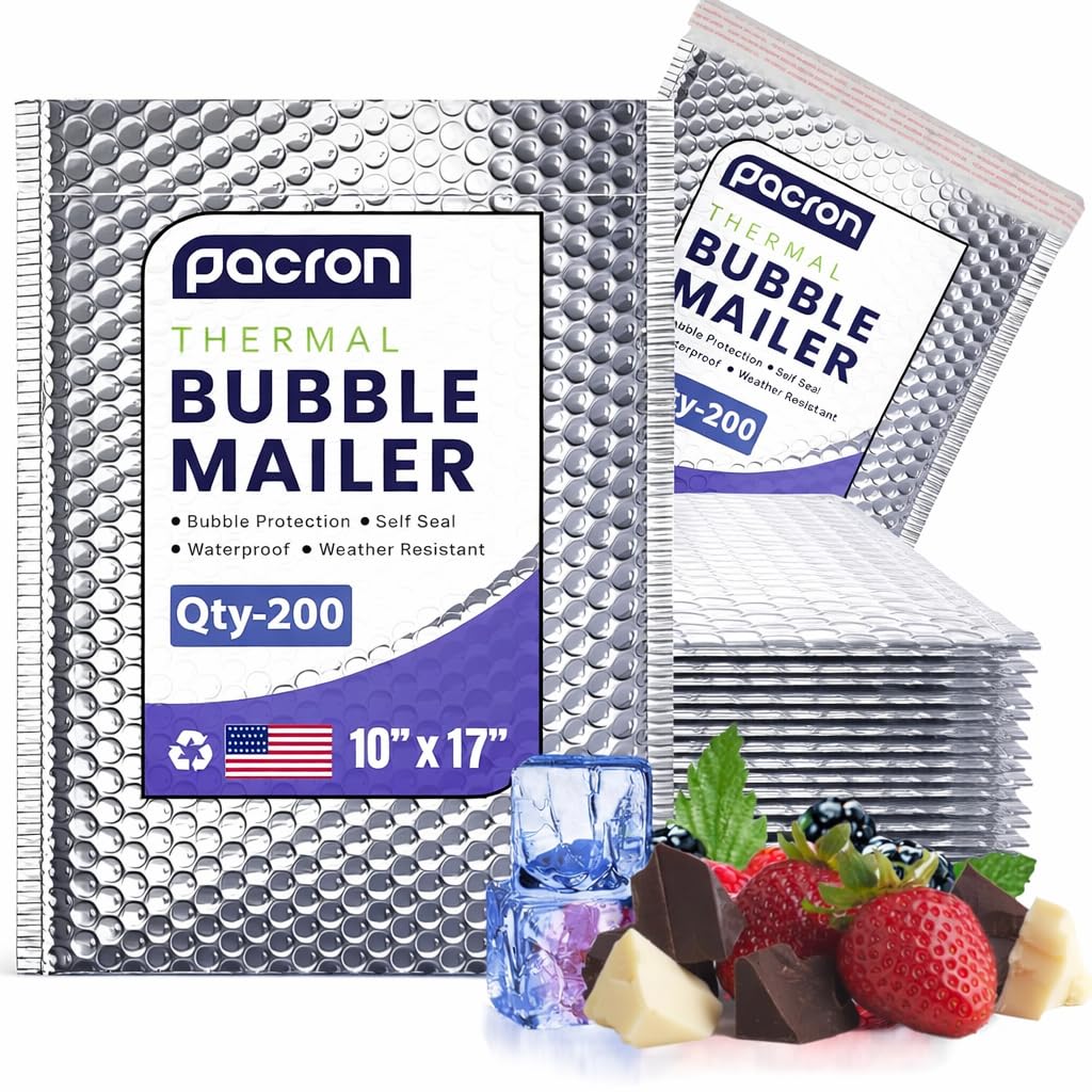 200-Pack Insulated Silver Thermal Bubble Mailers 6 x 7 - Waterproof Metallic Foil Self-Sealing Padded Envelopes for Cold Shipping, Perishables, Food, Cosmetics, Pharmaceuticals