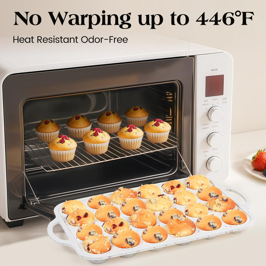 Vinino Silicone Muffin Pans for Baking with Metal Reinforced Frame, 12 Cups Regular Size Nonstick Brown Silicone Cupcake Pan, BPA Free Oven Dishwasher Safe Baking Mold for Muffins Cupcakes