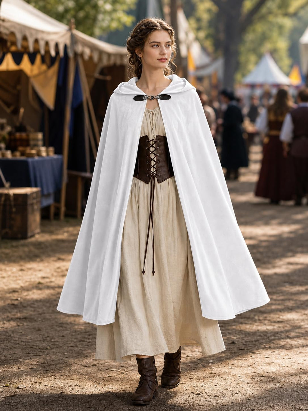 JEGERMIG Medieval Hooded Cloak Halloween Renaissance Costume