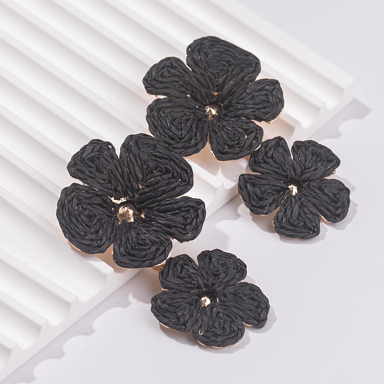 Boho Flower Earrings Statement Raffia Dangle Earrings Cute Floral Jewelry Trendy Summer Beach Vacation Outfits for Women