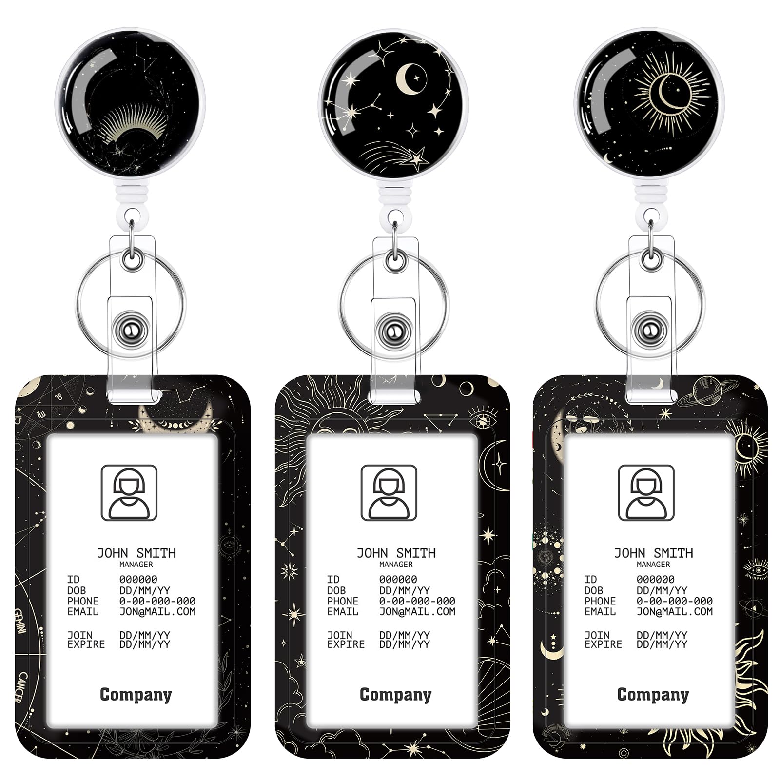3 Set Badge Holder Retractable Reel Bloom ID Badge Holders with Clip Cute Name Badge Holders for Teacher Nurse Doctor Student Office Workers