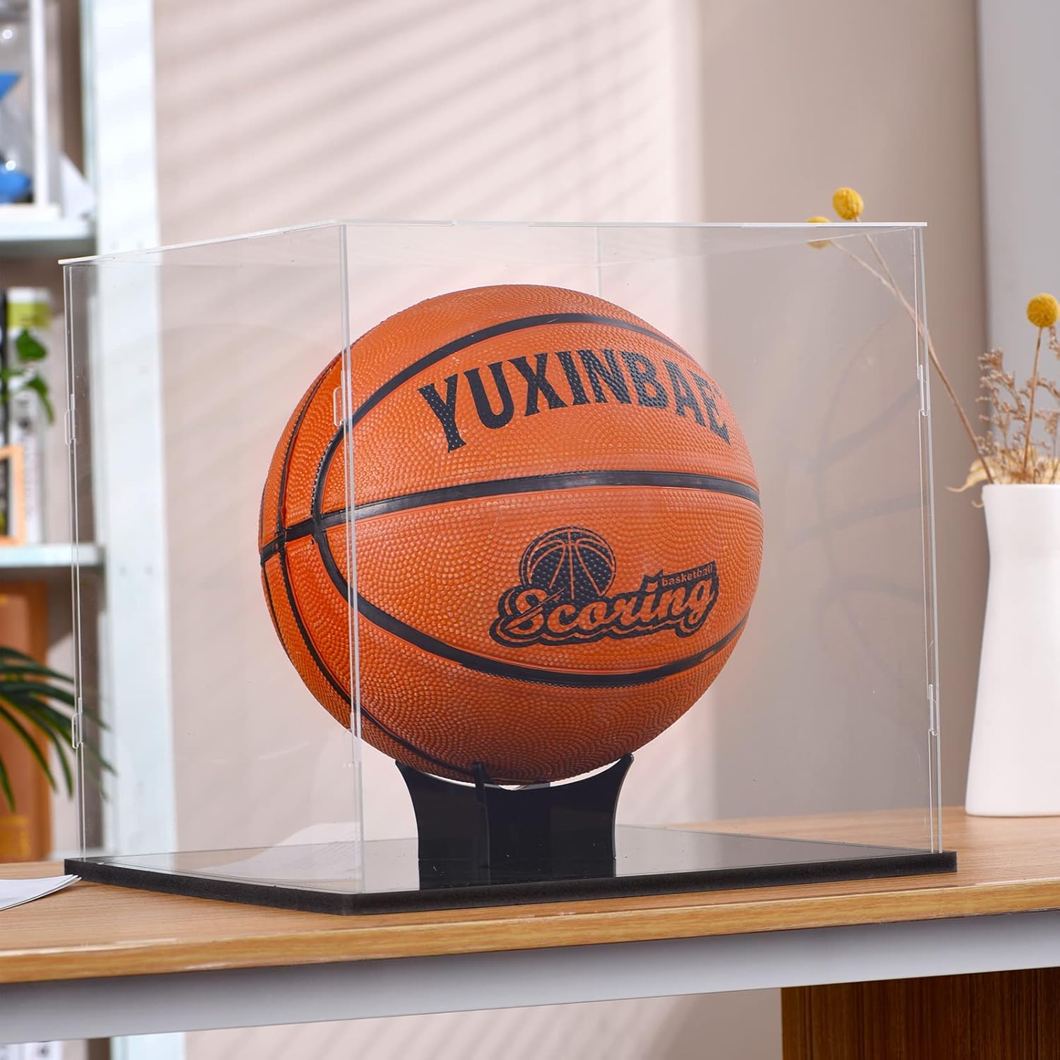 Clear Acrylic Display Case UV Protected Acrylic Basketball Holder, Display Case for Autographed Basketball, for basketballs, dolls, car models, souvenirs(basketball)