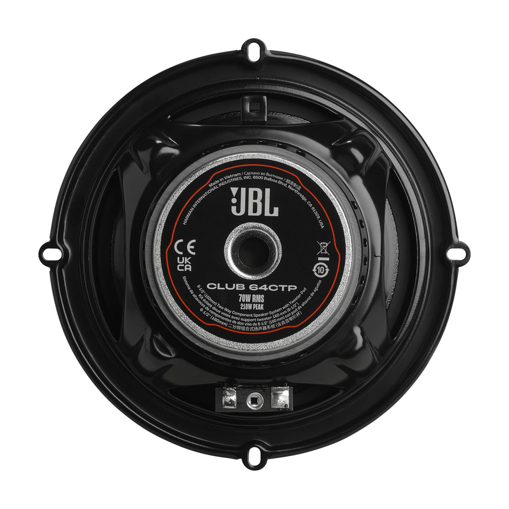 JBL Club 34F - 3-1/2" (87mm) Two-Way Car Speaker, 75 Watts Peak, 25 Watts RMS, Sensitivity (@ 2.83V): 89dB, Frequency Response: 90Hz – 20kHz, Nominal Impedance: 3.0 ohms