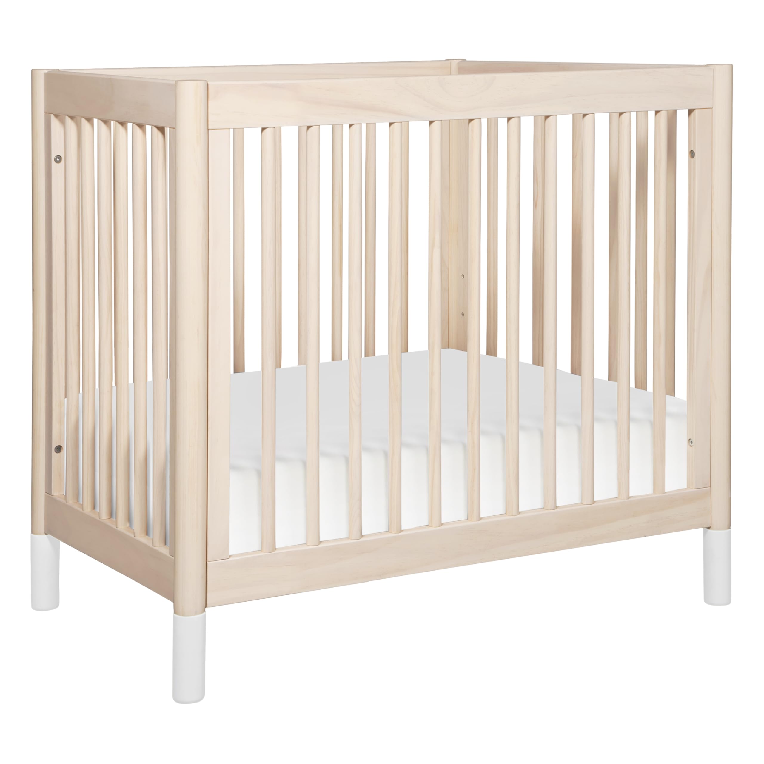 Babyletto Gelato 4-in-1 Convertible Mini Crib with Toddler Bed Conversion in Honey with Vegan Tan Leather Feet, Greenguard Gold Certified
