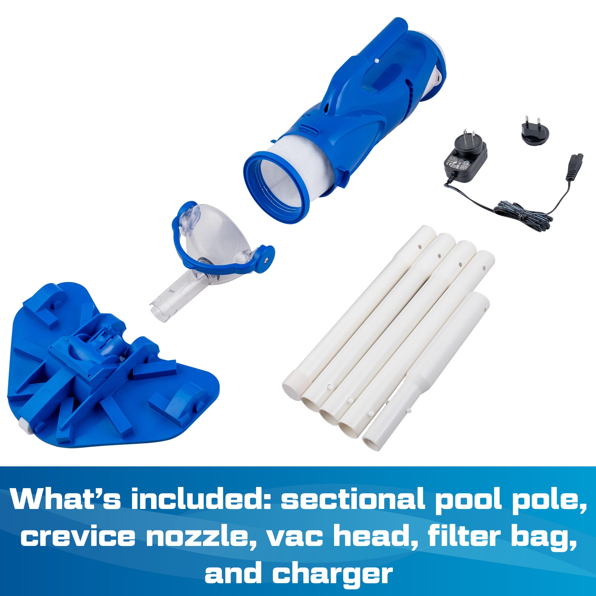 POOL BLASTER Catfish Cordless Pool Vacuum for Spot-Cleaning, Hot Tubs & Spas, Handheld Rechargeable, up to 45 Min Runtime, Quick, Efficient Swimming Pool Cleaner, Above Ground & Inground Pool Steps