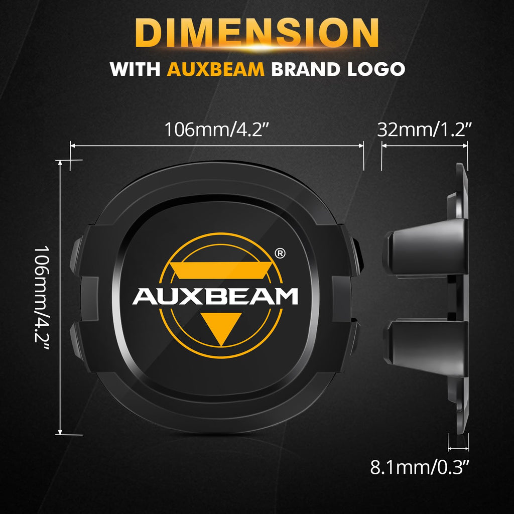 Auxbeam P4 Series Flood Beam LED Pods 4 Inch 90W Round Offroad Fog Lights Driving Flood Light Bar Bumper A-Pillar Hood Mount for Trucks ATV UTV Motorcycle Jeep