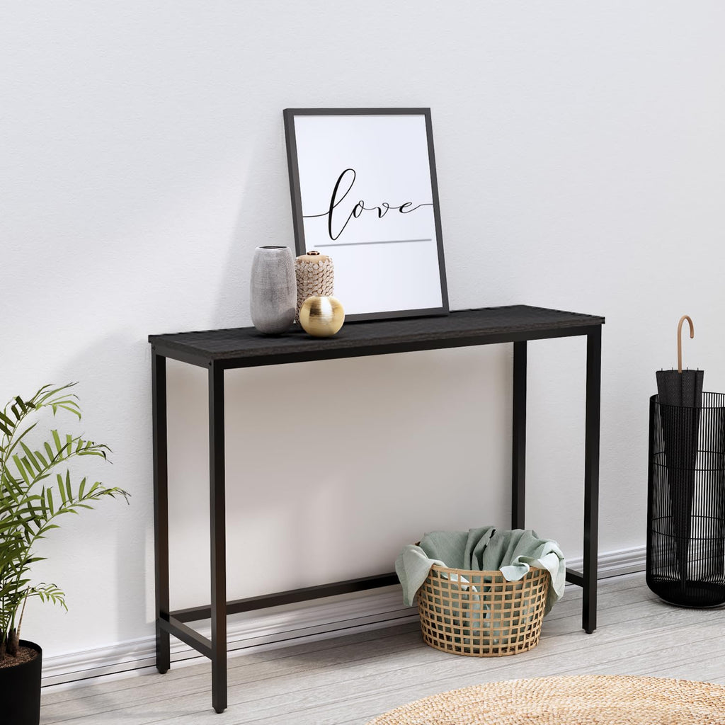 Timberer 39.4” Console Table, Hallway Entrance Table Sofa Table Behind Couch, for Living Room, Entryway, Easy Assembly, Accent Table, Black
