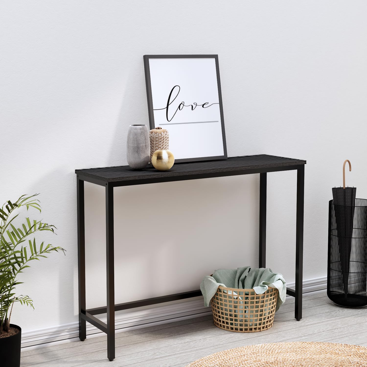 Timberer 39.4” Console Table, Hallway Entrance Table Sofa Table Behind Couch, for Living Room, Entryway, Easy Assembly, Accent Table, Black