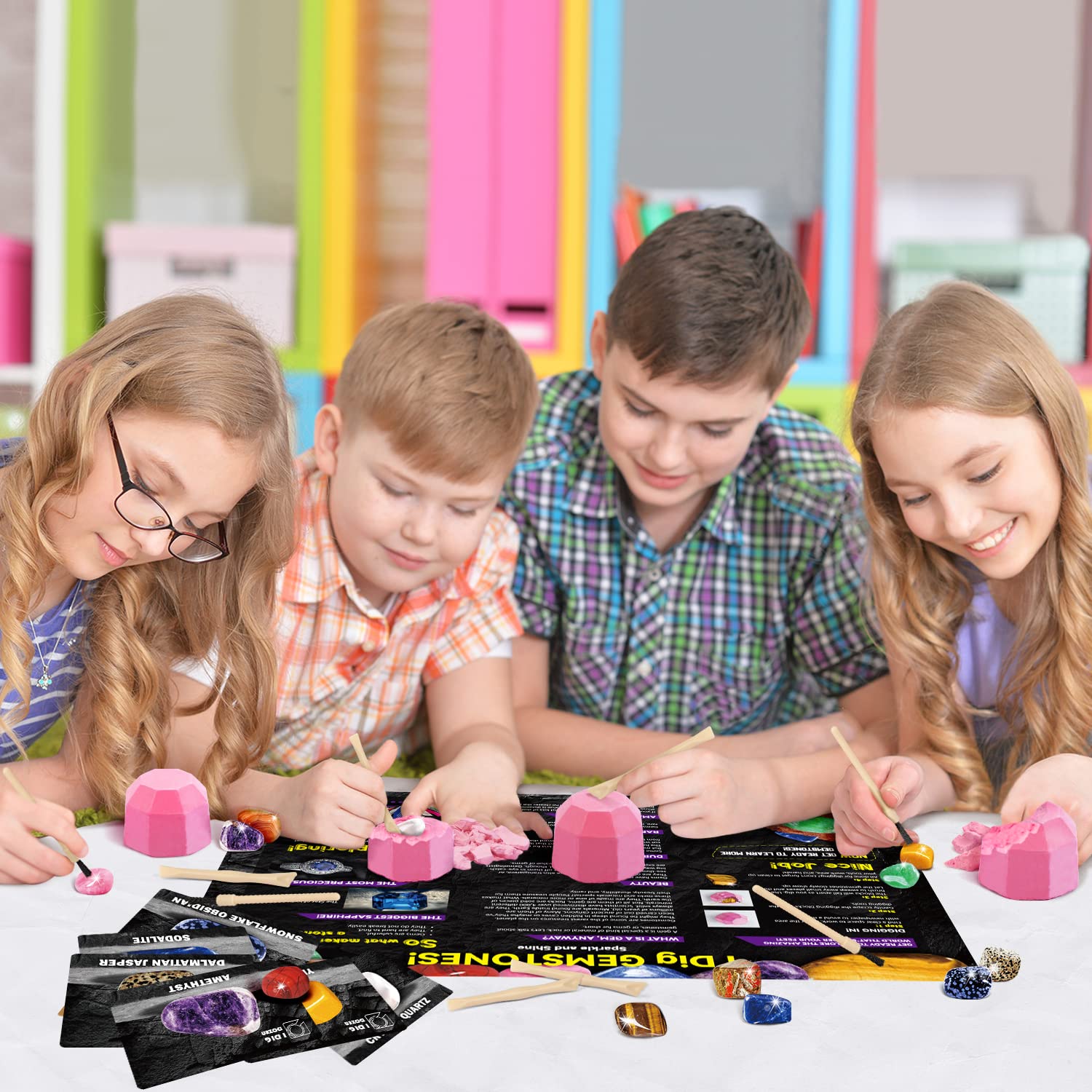 Gamerside Fossil Dig Kit - Educational STEM Science Toys for Kids Ages 6+ - Dig Up 12 Fossils Real & Dinosaur Bones Rocks - Digging Activities Kits - Paleontology, Discovery Gifts for Boys & Girls