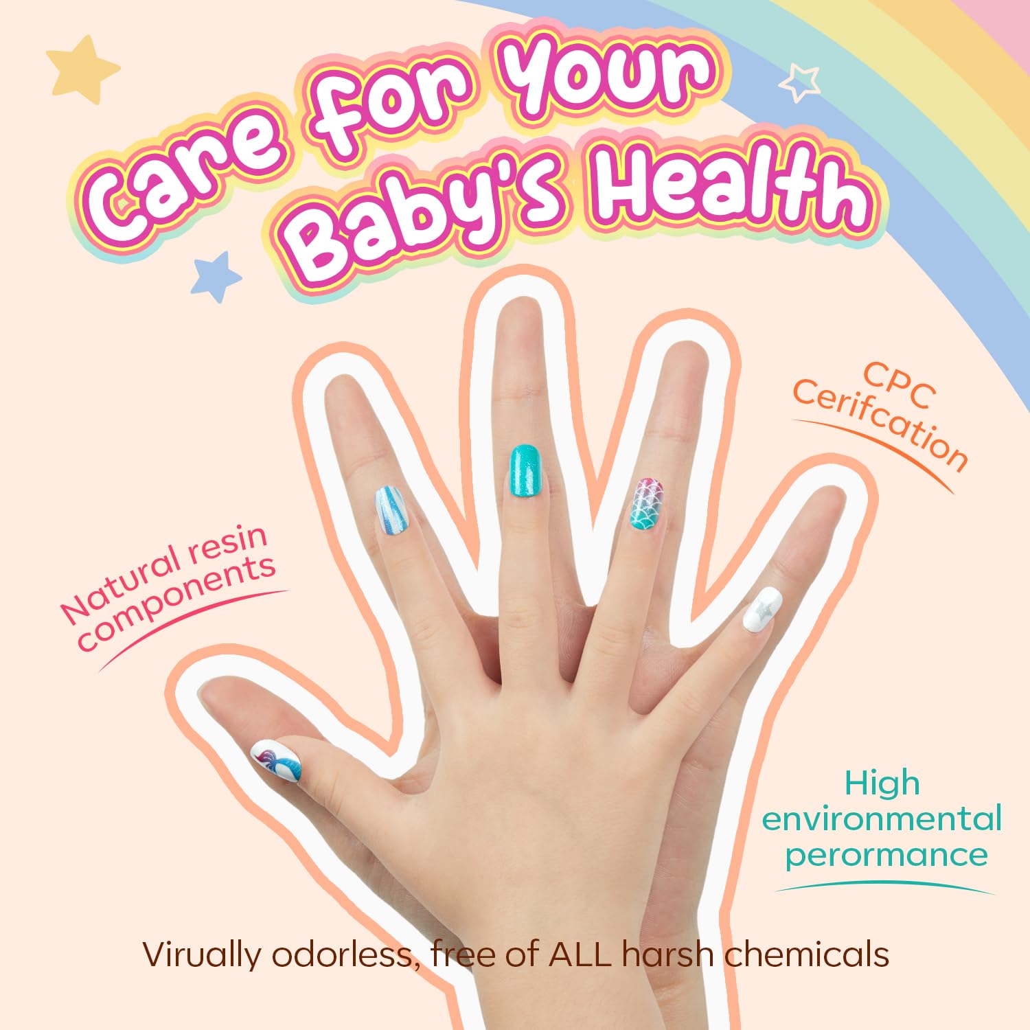 Modelones Press on Nails for Kids 144Pcs 6 Pack Children Acrylic Fake Nails Pre-glue Full Cover Glitter Gradient Color Heart Cat Short False Nail Art Kits Sets Christmas Gifts for Kids Girls