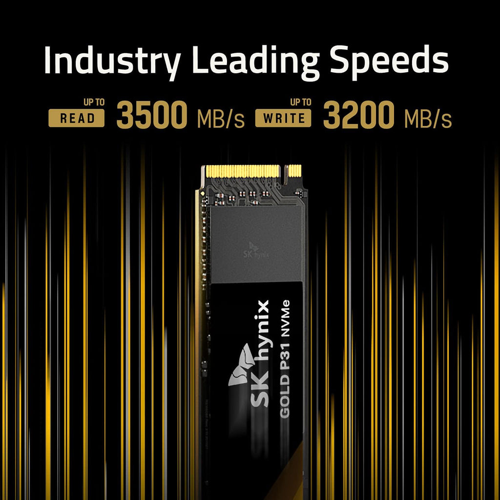 SK Hynix Gold P31 2TB PCIe NVMe Gen3 M.2 2280 Internal SSD, Up to 3500MB/S, Compact M.2 SSD Form Factor SSD - Internal Solid State Drive with 128-Layer NAND Flash