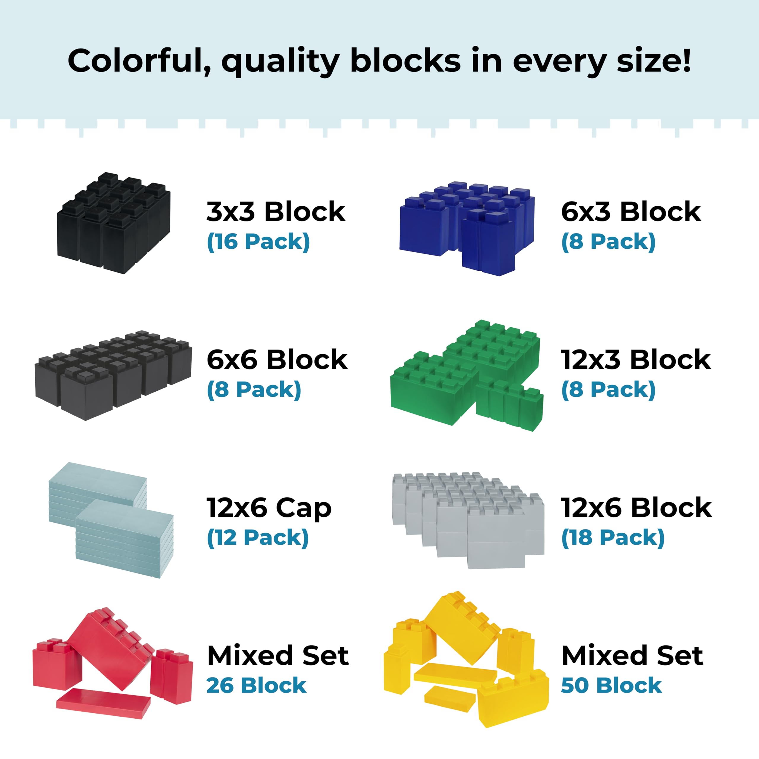 EverBlock 12' x 6' Full Size Plastic Modular Bulk Pack | Giant Building Blocks | Easy to Connect & Reuse | Indoor & Outdoor Use | Build Displays & Structures | Black