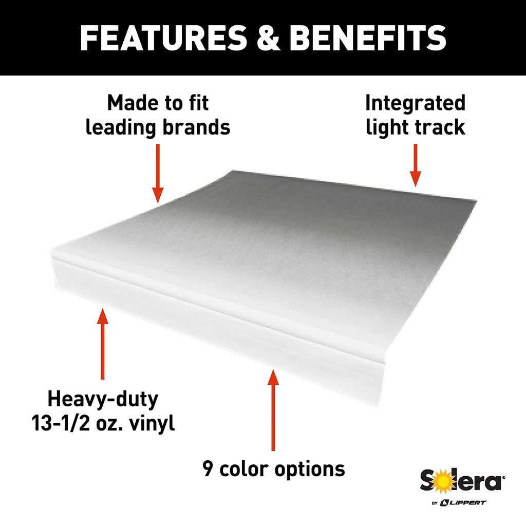 Solera Universal Fit Heavy-Duty Vinyl RV Patio Awning Replacement Fabric Silver Fade 10' Awning (9'4" Fabric)
