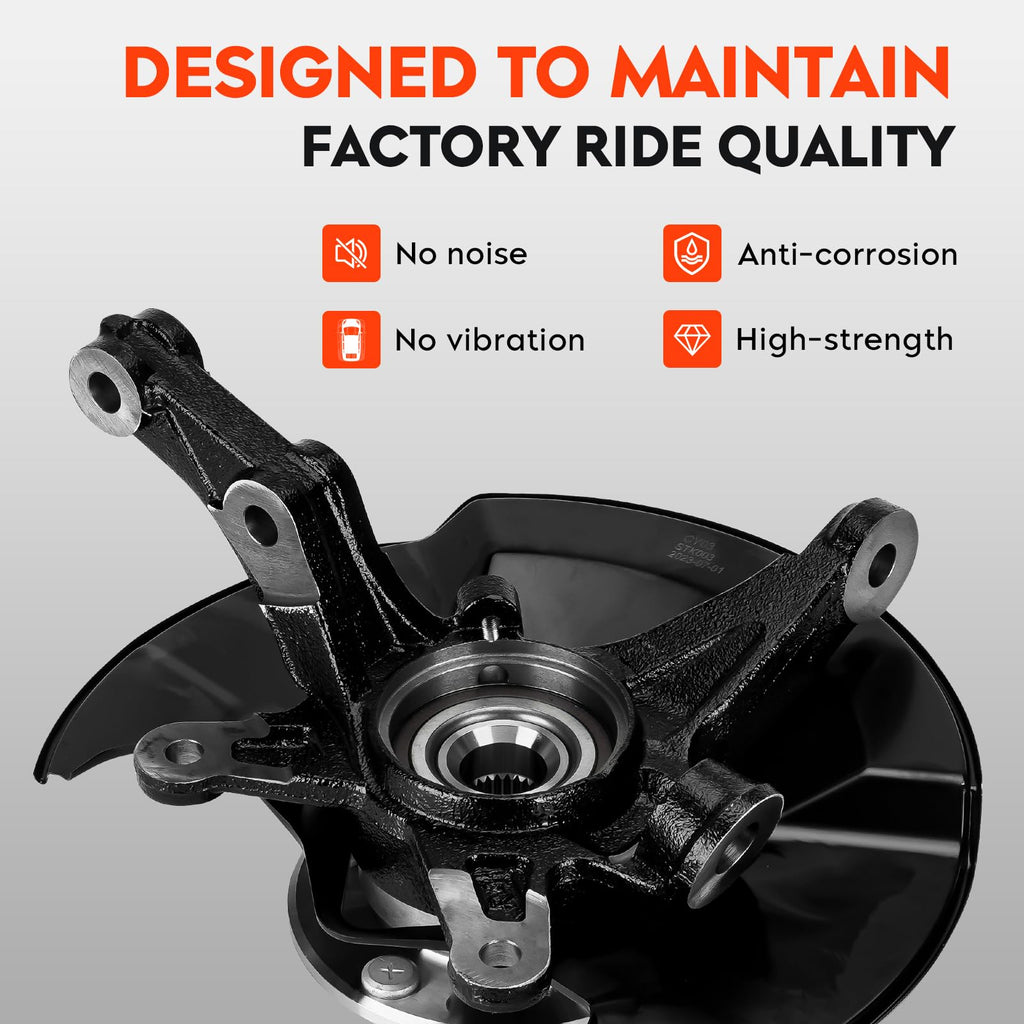 Front Left Steering Knuckle & Wheel Bearing Hub Assembly for Honda Civic 2006 2007 2008 2009 2010 2011, without Si MUGEN Si Model, 698-451 698451 44300SNA952 44300TR0951, Driver Side