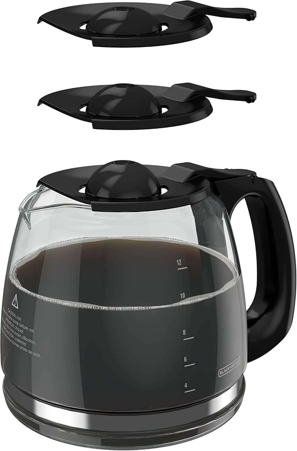 Black+Decker GC3100B TC1200B 12-Cup Replacement Carafe, Black Handle