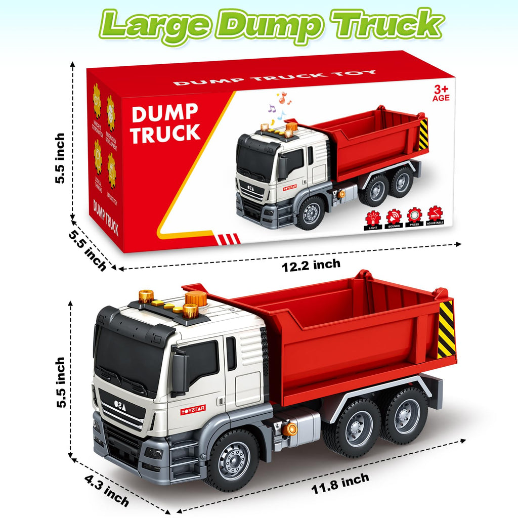 Bstoyder Kids Toys for 3 4 5 6 7 8 Years Old Boys, 15" Crane Truck Toy with Lights, Sounds, Toddler Friction Powered Truck Vehicle Toy for Boys Girls Birthday Gifts