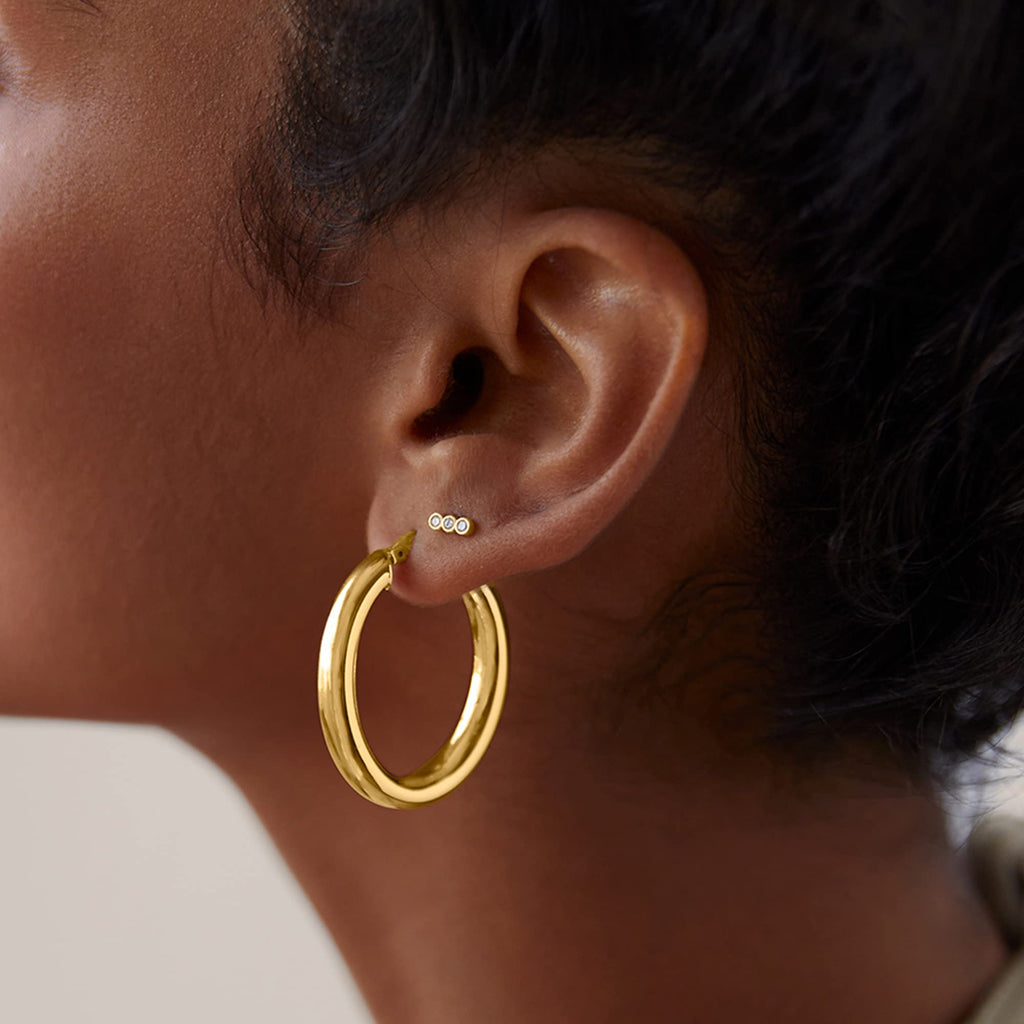 PAVOI 14K Gold Plated Flat Back Earrings | Solid 925 Sterling Silver Posts | Helix Cartilage Earrings for Women | Cubic Zirconia Stud Earrings | Trending Fashion Jewelry