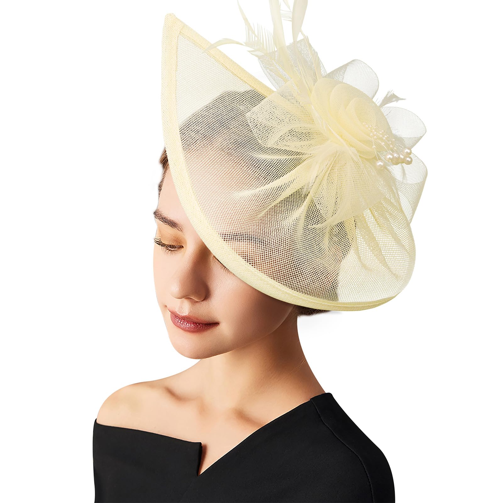 AQOKKA Women Fascinators Hats Flower Fascinators with Headband and Clip Tea Party Headwear for Women and Girls