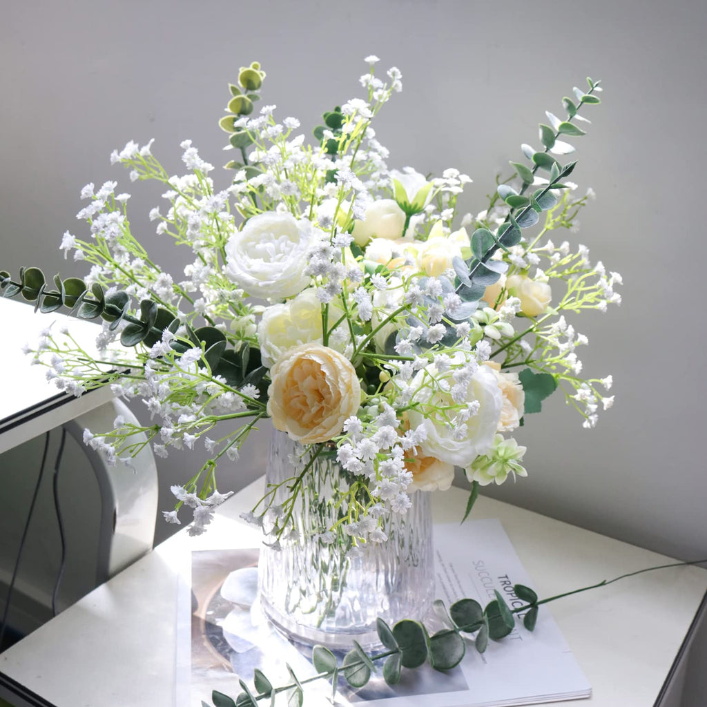 15 PCS Babys Breath Artificial Flowers Fake Babys Breath Flowers Artificial Bulk Blue Gypsophila Bouquets Real Touch Faux Flowers for Wedding Floral Arrangement Party Home Decoration