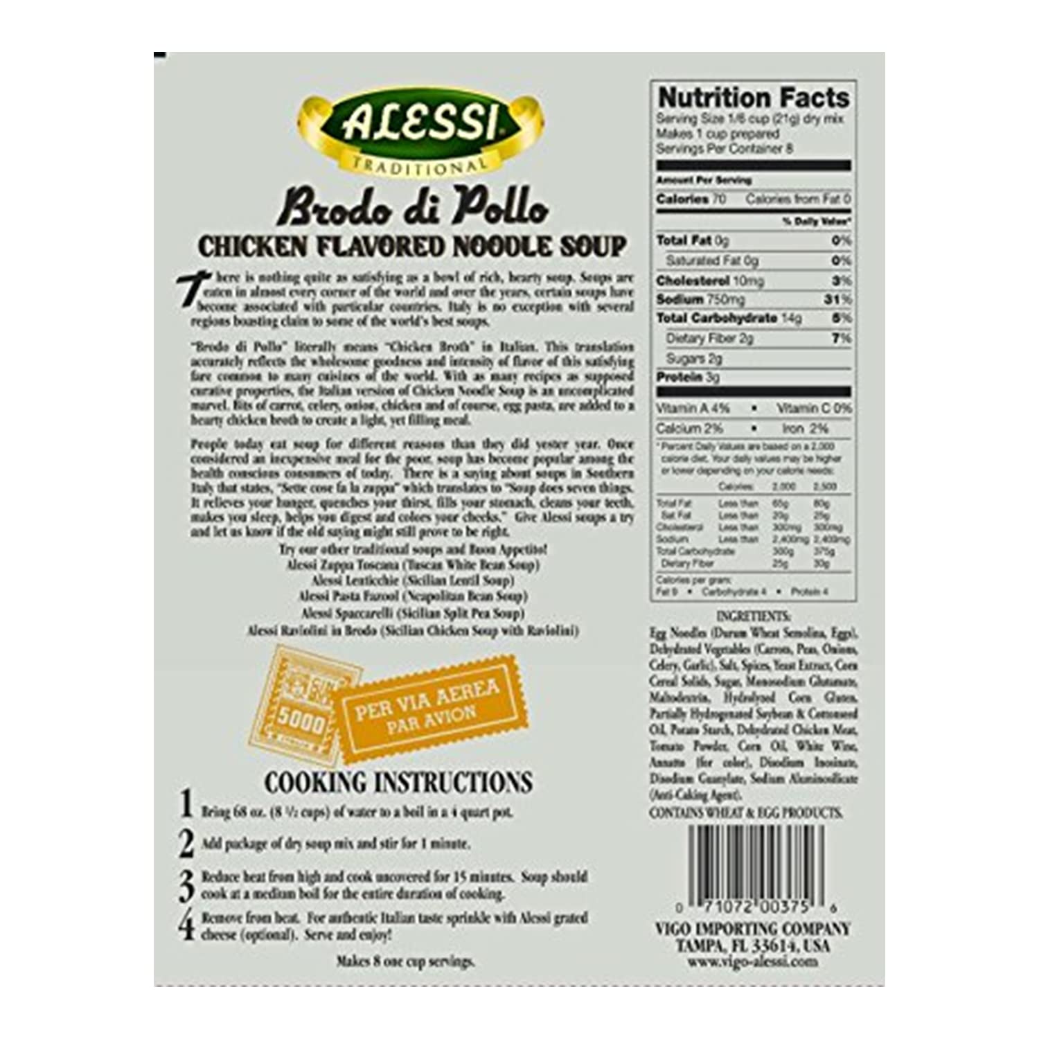 Alessi Autentico Premium Soups, Traditional Flavors, 6oz (Chicken Noodle, Pack of 6)