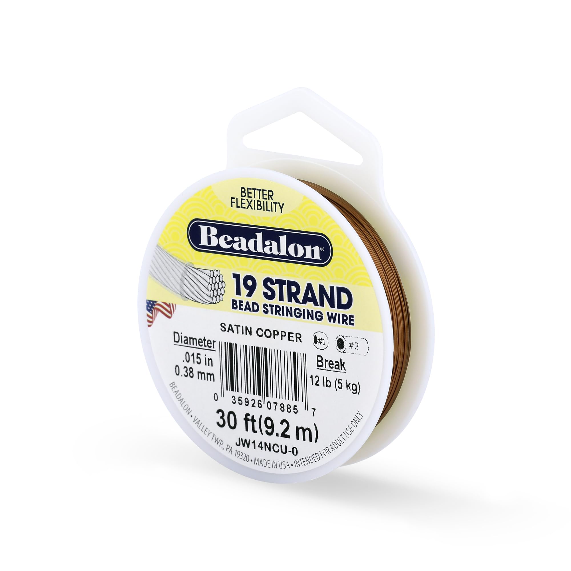 Beadalon 19 Strand Stainless Steel Bead Stringing Wire, .010 in / 0.25 mm, Bright, 100 ft / 31 m