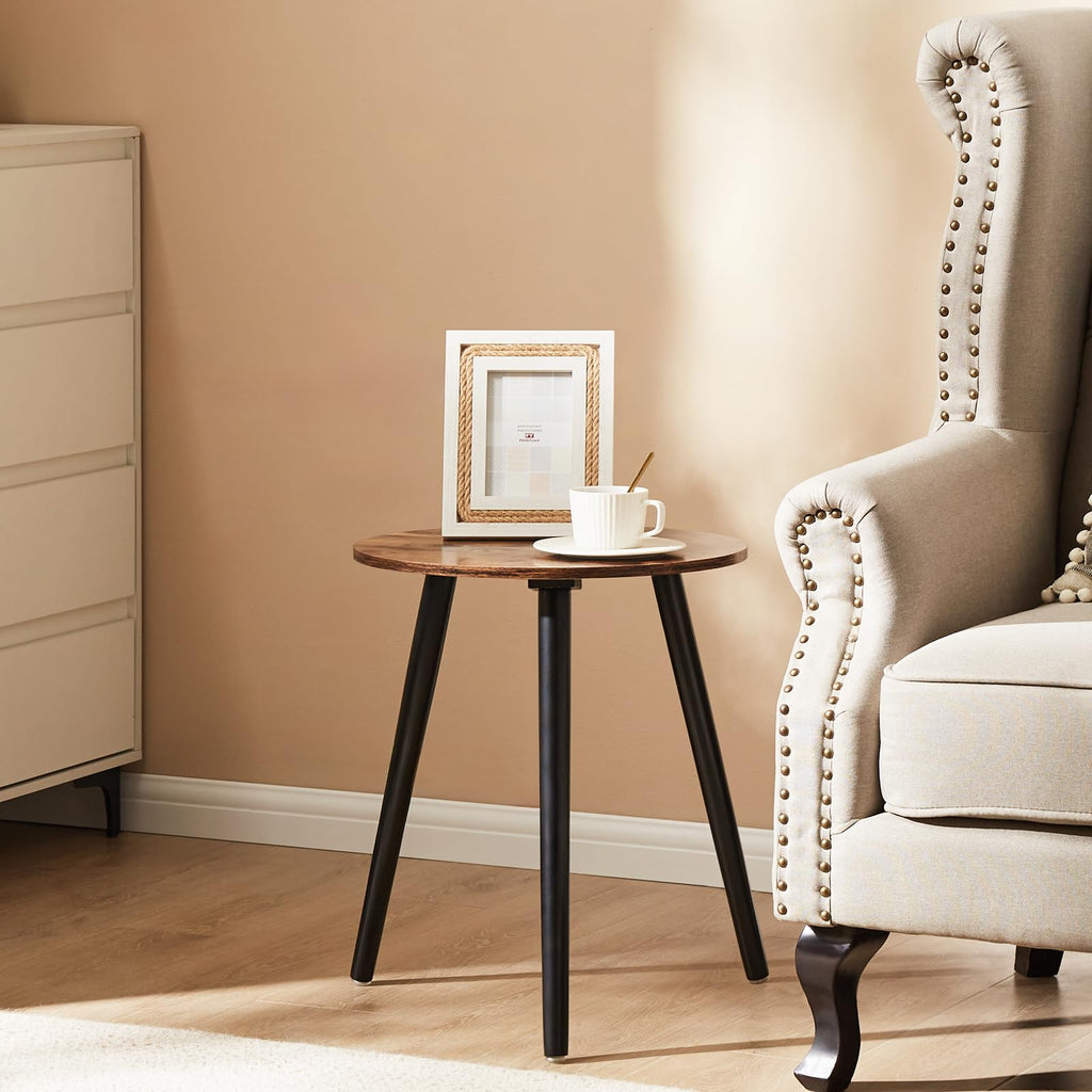 Apicizon Black Round Side Table, Black End Table Bedside Table Nursery with Wood Legs, Nightstand for Living Room, Bedroom, 16.5 x 20.5 Inches